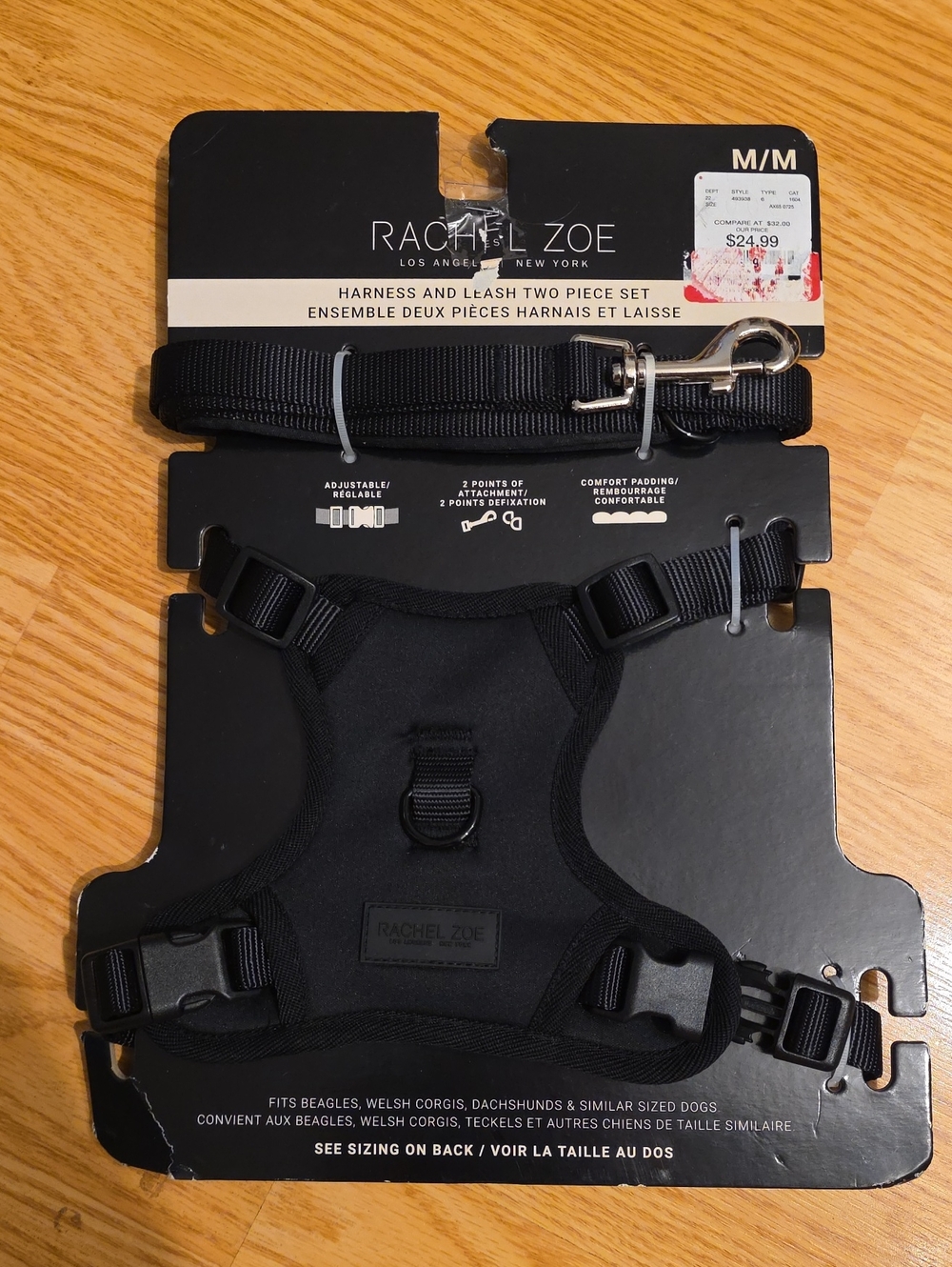 Rachel Zoe Black Two-Piece Dog Harness and Leash Set